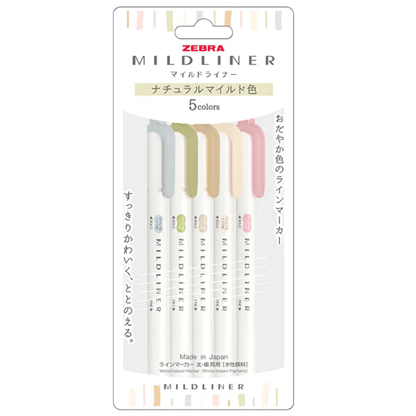 Highlighter Zebra Mildliner Neutral Set 5 Pack