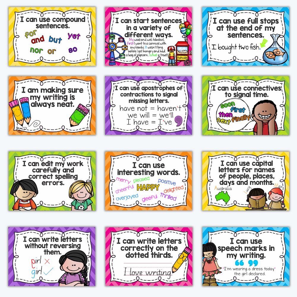 Editable Writing Goals Chart for tracking student progress, designed as a digital teacher resource to support classroom learning goals. displayed side by side for better visual interpretation.