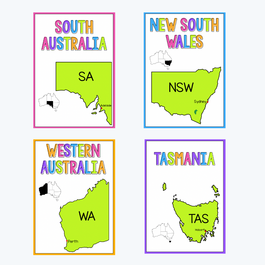 HASS Australian States and Territories Posters Set