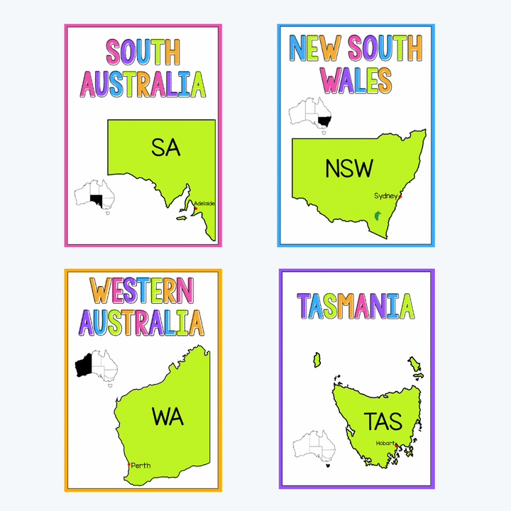 HASS Australian States and Territories Posters Set