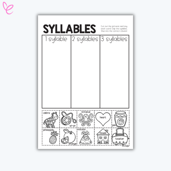 Syllables Activity Distance Learning Prep Foundation Kindergarten