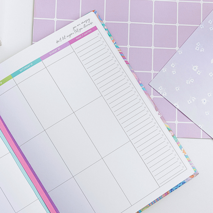 Close-up of the right calendar page in a personal planner, featuring a to-do list on the side and an inspirational quote at the top.