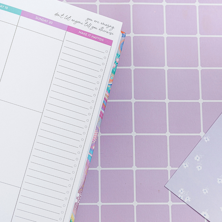 Close-up of the top right corner of the general planner, highlighting an inspirational quote at the top and part of the to-do list.