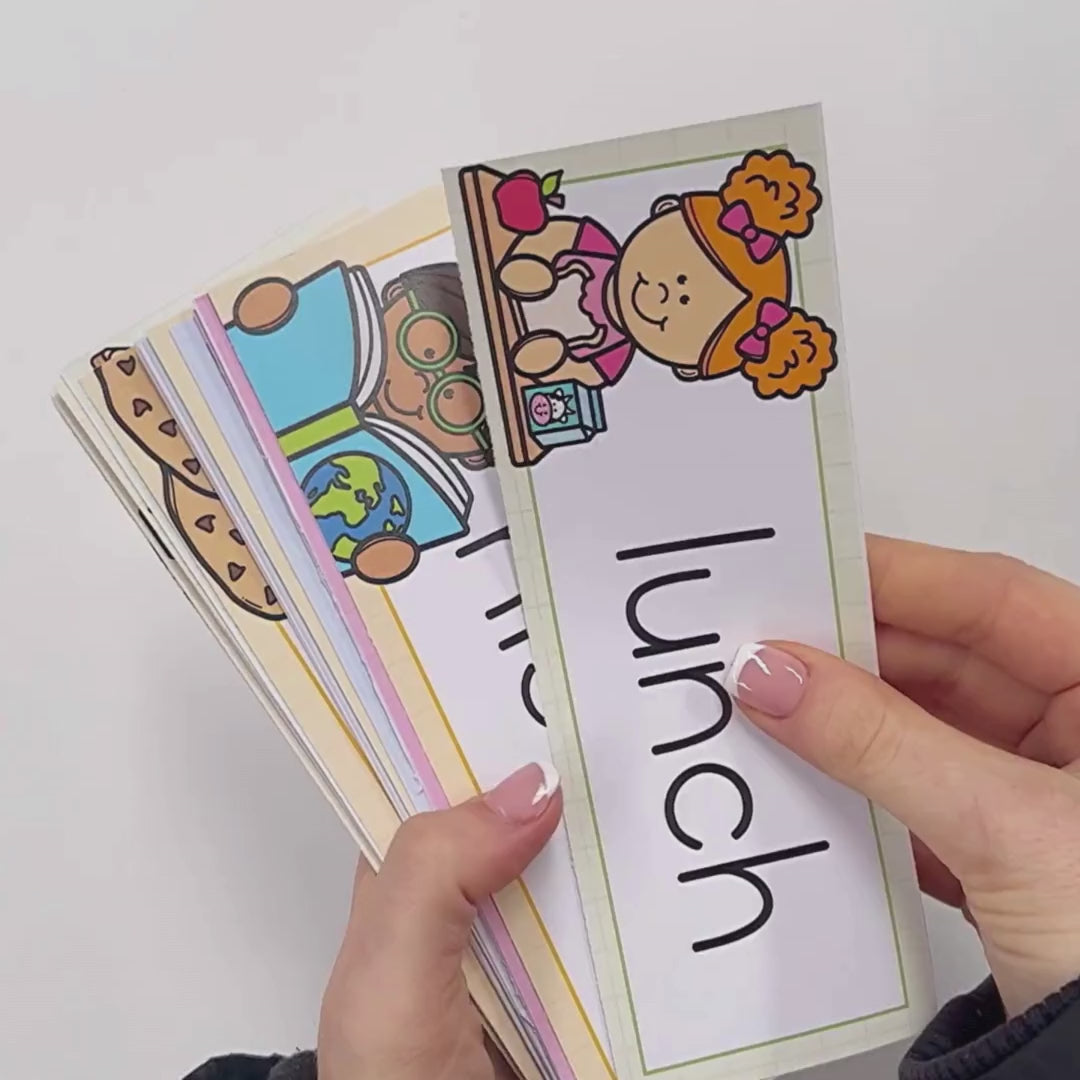 A video of a women showing our 'Customisable Gentle Themed Schedule Cards' for classroom routines. Designed for organised and visually appealing class management.