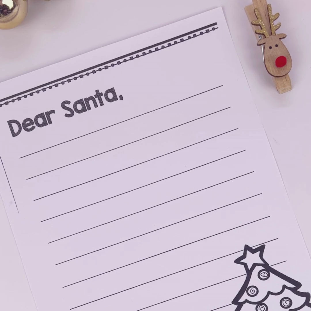 A video of before and after the Letter to Santa Template is filled in and decorated.