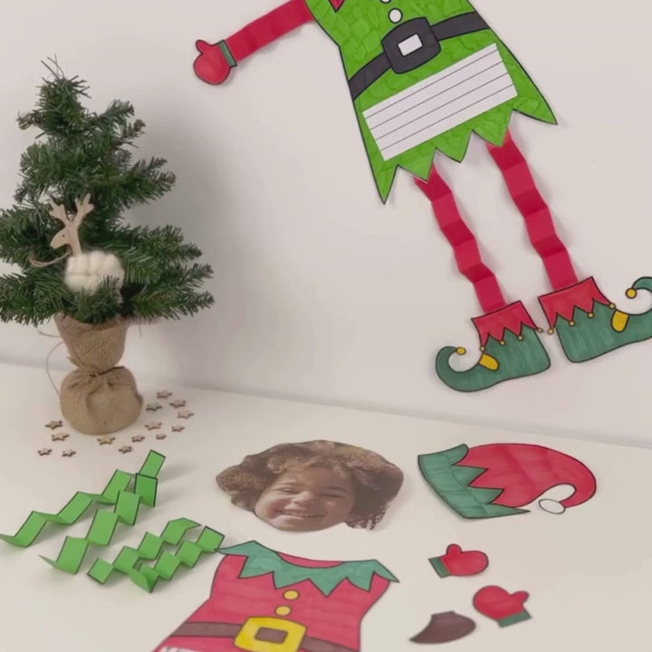 A video of our DIY Christmas Elf Craft digital download showing how to assemble and decorate the 'Elf Yourself' activity for kids."